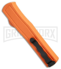 AKC F-20 Orange D/A OTF Dagger Automatic Knife - Satin Plain -AKC Knives Shop akc f 20 da otf auto black Orange aluminum Satin dagger BHQ 177350 jr side large