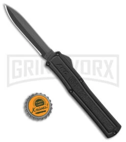 AKC F-20 Black D/A OTF Automatic Knife - Dagger Black Plain -AKC Knives Shop akc f 20 da otf auto black aluminum black dagger BHQ 177898 jr bottlecap large