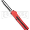 AKC F-20 Red D/A OTF Automatic Knife - Two Tone Plain -AKC Knives Shop akc f 20 da otf auto black red aluminum tt dagger BHQ 177264 jr large