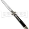 AKC 9" Leverletto Dark Horn Automatic Knife - Flat Grind -AKC Knives Shop akc lever dark horn flat large