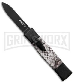 AKC Minion Concord Snake Skin OTF Automatic Knife - Flat Grind Black Plain