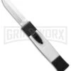 AKC Minion Concord Black/White OTF Automatic Knife - Dagger Satin Plain -AKC Knives Shop akc minion black white satin dagger cm bhq 31104 jr large
