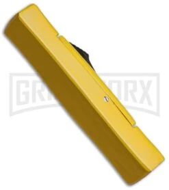 AKC Minion Concord Yellow OTF Automatic Knife - Satin Plain -AKC Knives Shop akc minion satin flat yellow BHQ 36365 dl side large