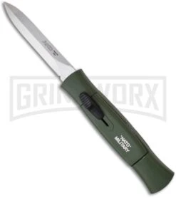 AKC Concord NATO Military Green OTF Automatic Knife - Dagger Polish Plain