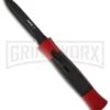 AKC 077 Concord Red/Black OTF Automatic Knife - Dagger Black Plain -AKC Knives Shop akc oft red black double edge plain large