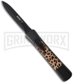 AKC Concord Leopard OTF Automatic Knife - Dagger Black Plain