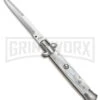 AKC 9" Italian Stiletto White Pearlex Automatic Knife - Bayonet 2 AKC 9" Italian Stiletto White Pearlex Automatic Knife - Bayonet -AKC Knives Shop akc stilletos 9in white bayo akc large