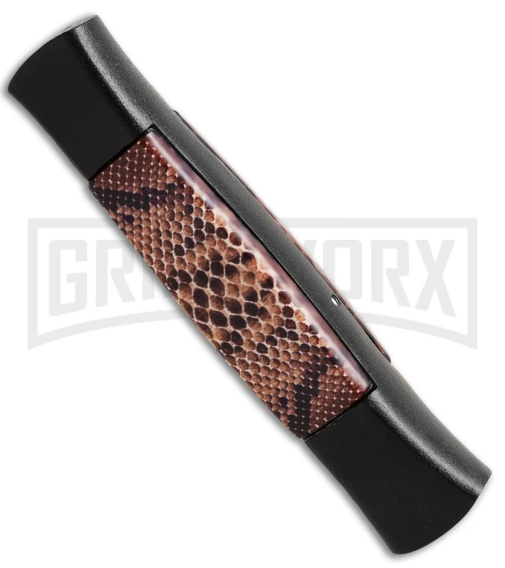 AKC Concord Snake Skin OTF Automatic Knife - Dagger Black Plain 4 AKC Concord Snake Skin OTF Automatic Knife - Dagger Black Plain - Image 2