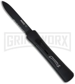 AKC Black Tactical Concord 8" D/A OTF Flat Grind (Black Serr)