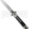AKC Bill DeShivs 7.5" Leverletto Ebony Wood Automatic Knife - Flat Serr