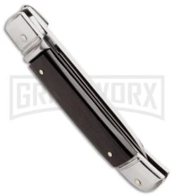 AKC 8" Italian Stiletto Dark Horn Leverlock Automatic Knife - Flat Grind 5 AKC 8" Italian Stiletto Dark Horn Leverlock Automatic Knife - Flat Grind -AKC Knives Shop leverlock 8 dark horn akc side large
